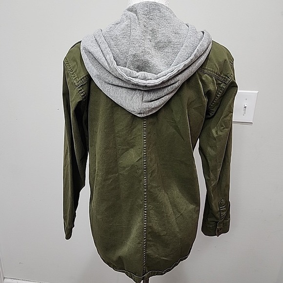 Divided H&M Womens Military Style Cargo Jacket Size 6 Army Green Hooded Shacket - Picture 6 of 10
